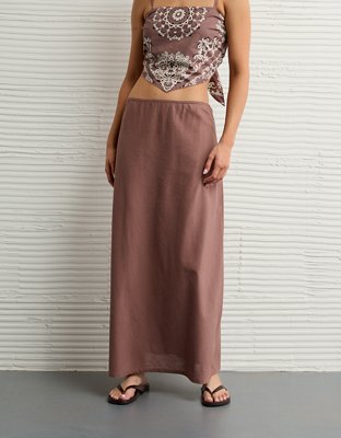 AE High-Waisted Linen-Blend Maxi Skirt