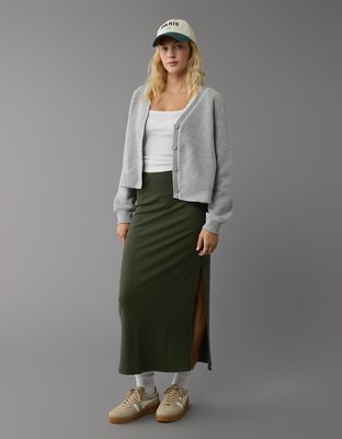Jupe droite longue à taille haute AE