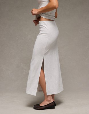 AE High-Waisted Ribbed Knit Maxi Skirt