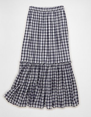 AE High-Waisted Gingham Maxi Skirt