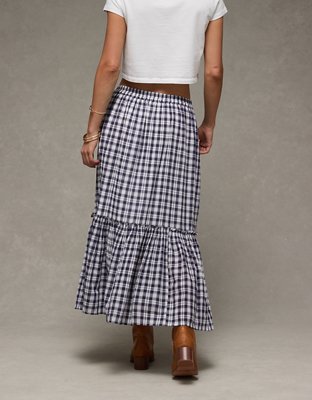AE High-Waisted Gingham Maxi Skirt