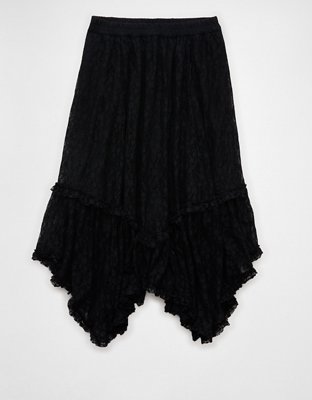 AE Lace Handkerchief Hem Maxi Skirt