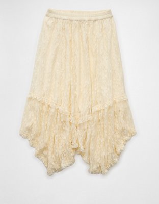 AE Lace Handkerchief Hem Maxi Skirt