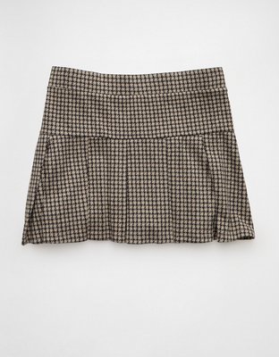 AE It Knit Low-Rise Pleated Plaid Skort