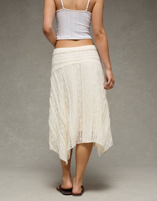 AE Mid-Rise Lace Midi Skirt