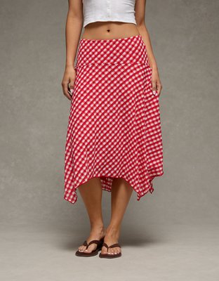 AE Mid-Rise Gingham Midi Skirt from American Eagle - $56.95