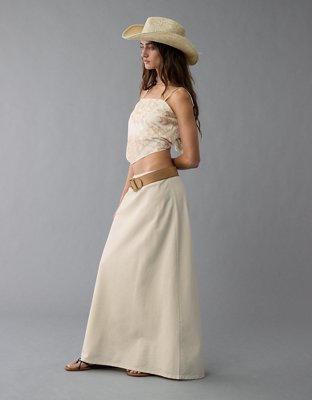 AE High-Waisted Linen-Blend Maxi Skirt