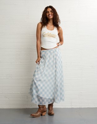 AE x Stagecoach Crinkled Chiffon Maxi Skirt | American Eagle