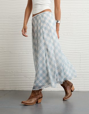 AE x Stagecoach Crinkled Chiffon Maxi Skirt | American Eagle