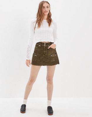 AE Corduroy Cargo Mini Skirt