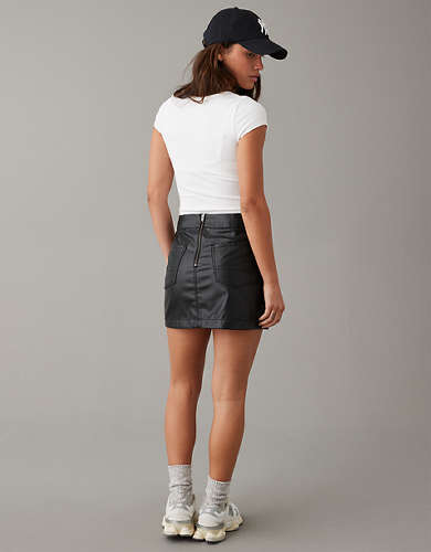 AE Vegan Leather High-Waisted Mini Skirt