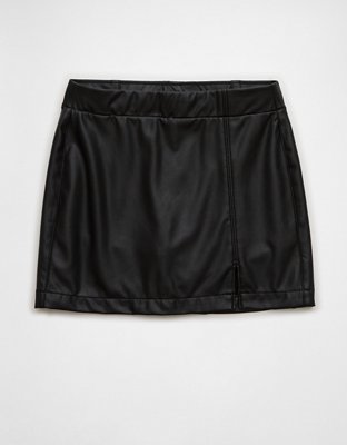 AE High-Waisted Vegan Leather Mini Skort