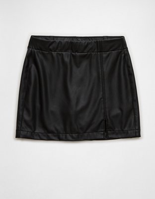 AE Mini Skort Cintura Alta de Cuero Vegano