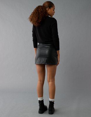 AE High-Waisted Vegan Leather Mini Skort