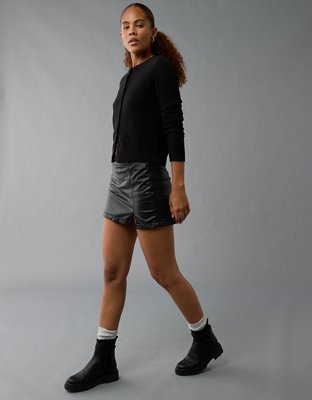 AE High-Waisted Vegan Leather Mini Skort