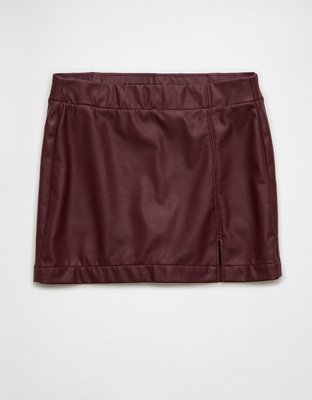 AE High-Waisted Vegan Leather Mini Skort