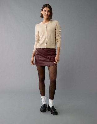 AE High Waisted Vegan Leather Mini Skort