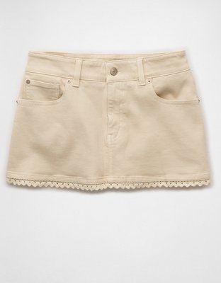 AE Stretch Low-Rise Crochet Denim Micro Skort