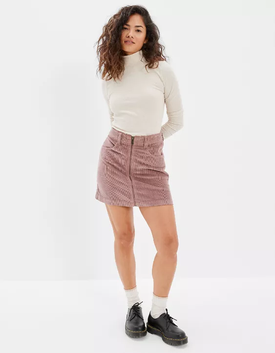AE Zip-Up Corduroy Mini Skirt