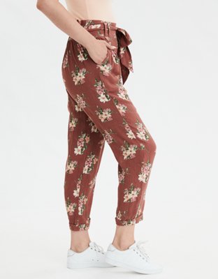 Женские брюки American Eagle AE High-Waisted Tie Front Tapered Pant — фото 4