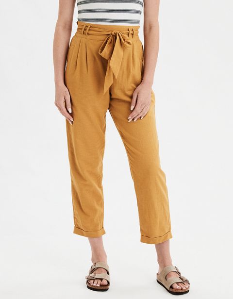 Женские брюки American Eagle AE High-Waisted Striped Tie Front Slim Pant