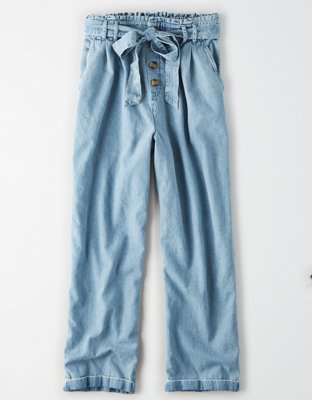 AE High-Waisted Denim Paperbag Taper Pant