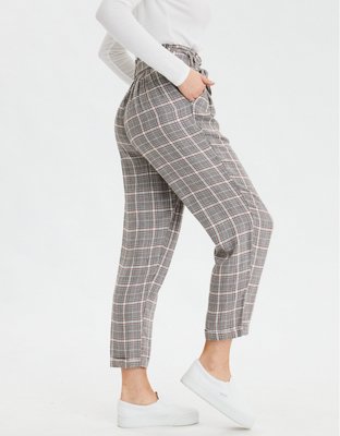 Женские брюки American Eagle AE High-Waisted Plaid Tapered Pant — фото 4