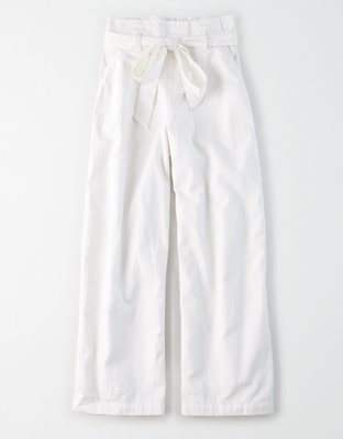 white high waisted wide leg pants