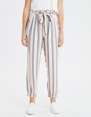 striped paperbag waist pants