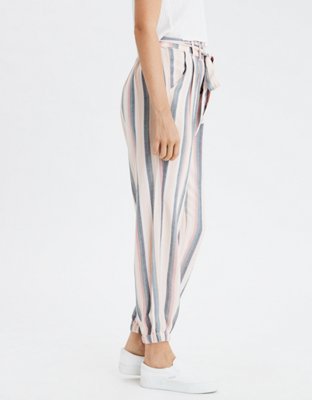 Женские брюки American Eagle AE High-Waisted Striped Paperbag Jogger — фото 4