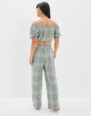 AE Plaid Wide-Leg Pant