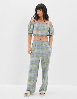 AE Plaid Wide-Leg Pant