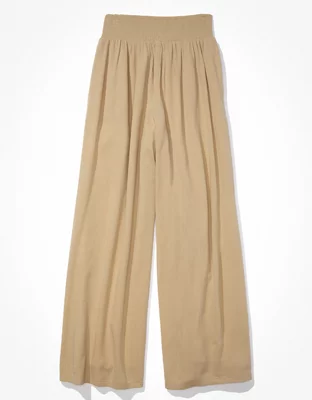 AE Super High-Waisted Smocked Wide-Leg Pant