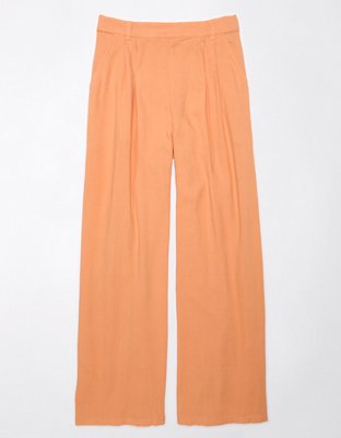 Tailored linen denim wide-leg pants