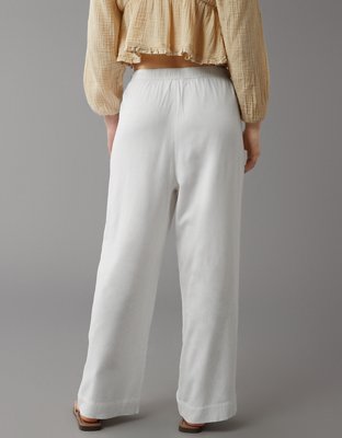 AE Linen-Blend Pull-On Wide-Leg Pant