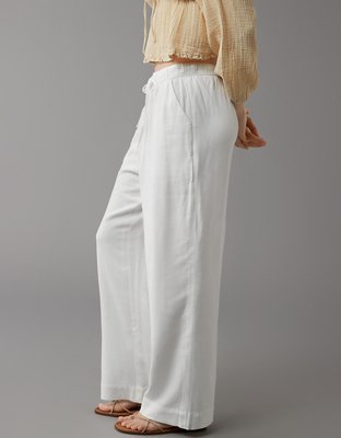 AE Linen-Blend Pull-On Wide-Leg Pant