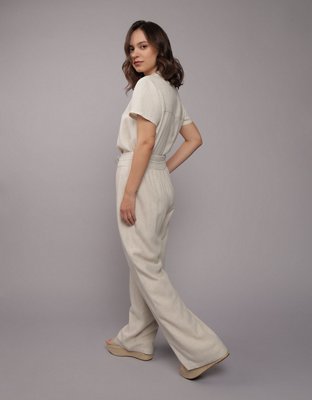 AE Pantalones Fáciles de Poner de Mezcla de Lino