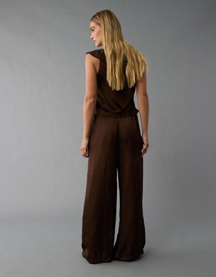 AE High-Waisted Baggy Wide-Leg Satin Look Trouser