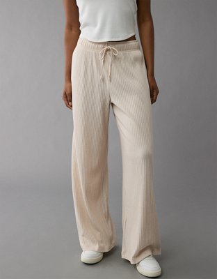 AE Ribbed High-Waisted Wide-Leg Sweatpant