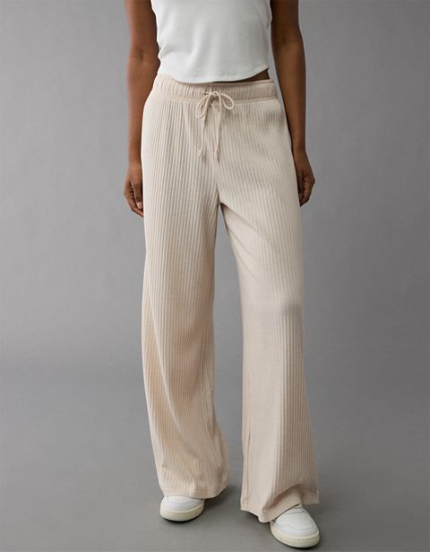 Женские брюки American Eagle AE Ribbed High-Waisted Wide-Leg Sweatpant