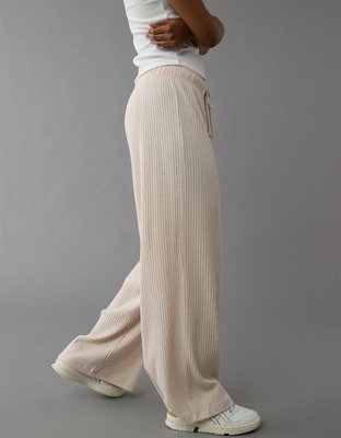 AE Ribbed High-Waisted Wide-Leg Sweatpant