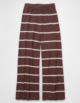 Pantalon rayé à jambe large en tricot AE