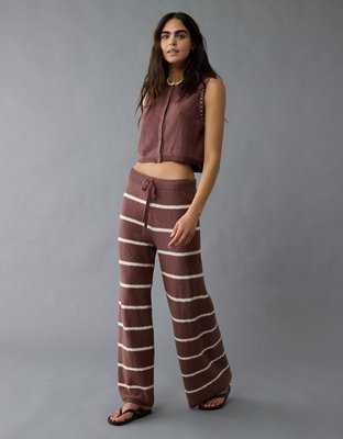 AE Knit Wide-Leg Striped Pant