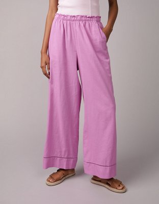 AE High-Waisted Linen-Blend Pull-On Pant