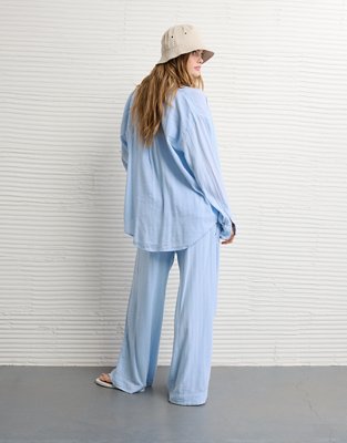 AE High-Waisted Wide-Leg Textured Pant