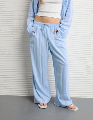AE High-Waisted Wide-Leg Textured Pant