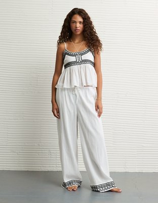 AE Stretch High-Waisted Embroidered Pull-On Pant