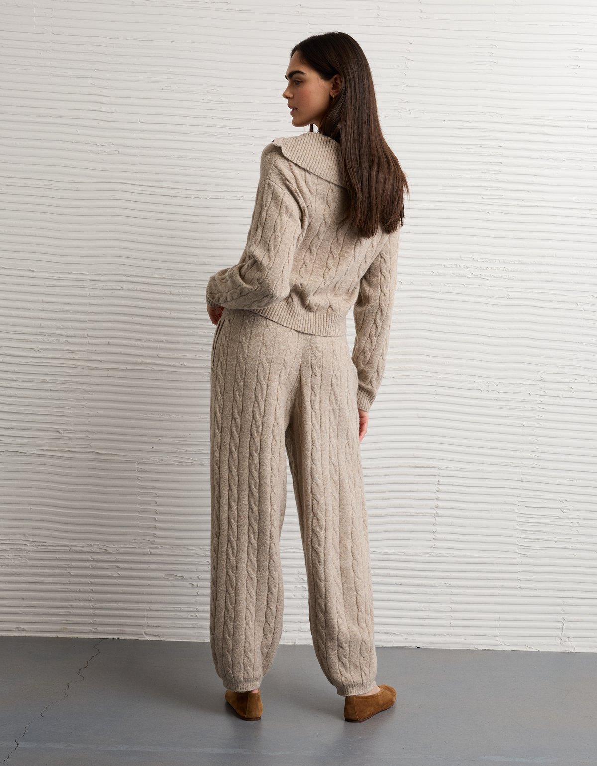 AE High-Waisted Cable Knit Sweatpant - image 2