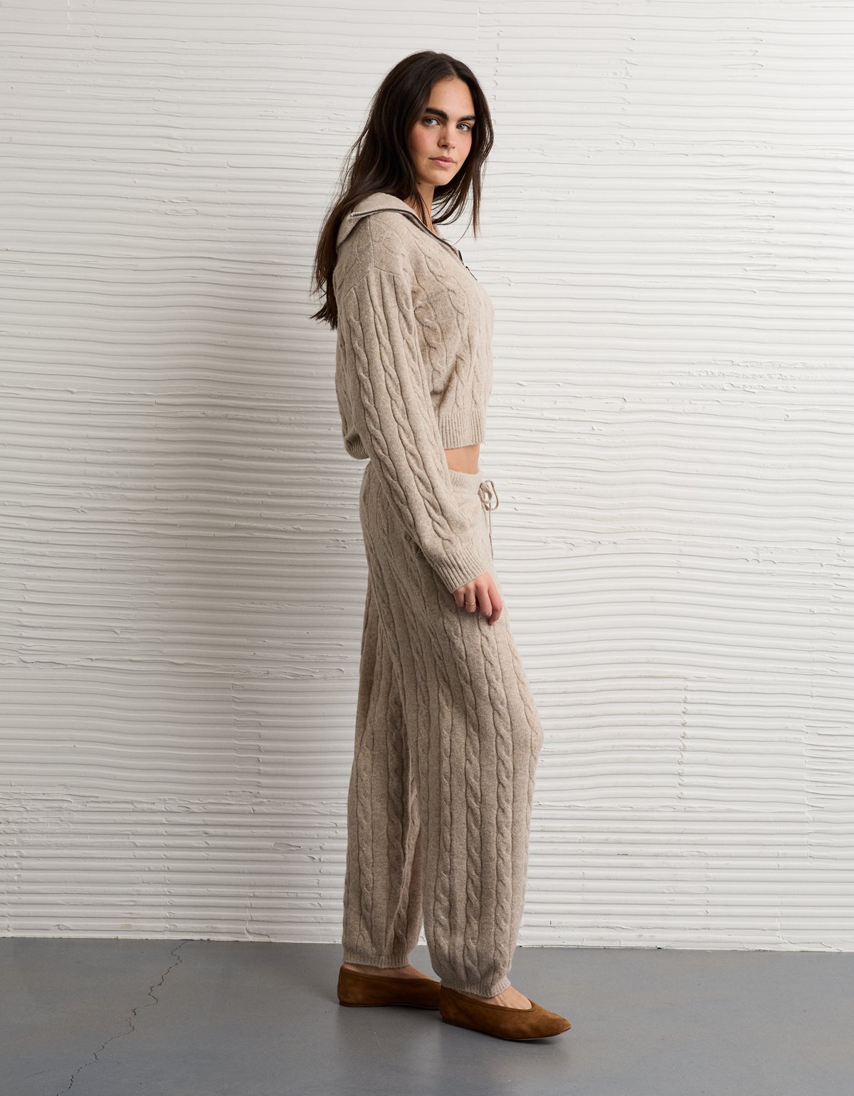 AE High-Waisted Cable Knit Sweatpant - image 5