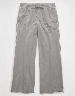 Женские брюки American Eagle AE Stretch Low Rise Wide-Leg Track, цвет: Серый — фото 3